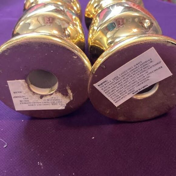 Gold Candle Holders Pair - Picture 3 of 3